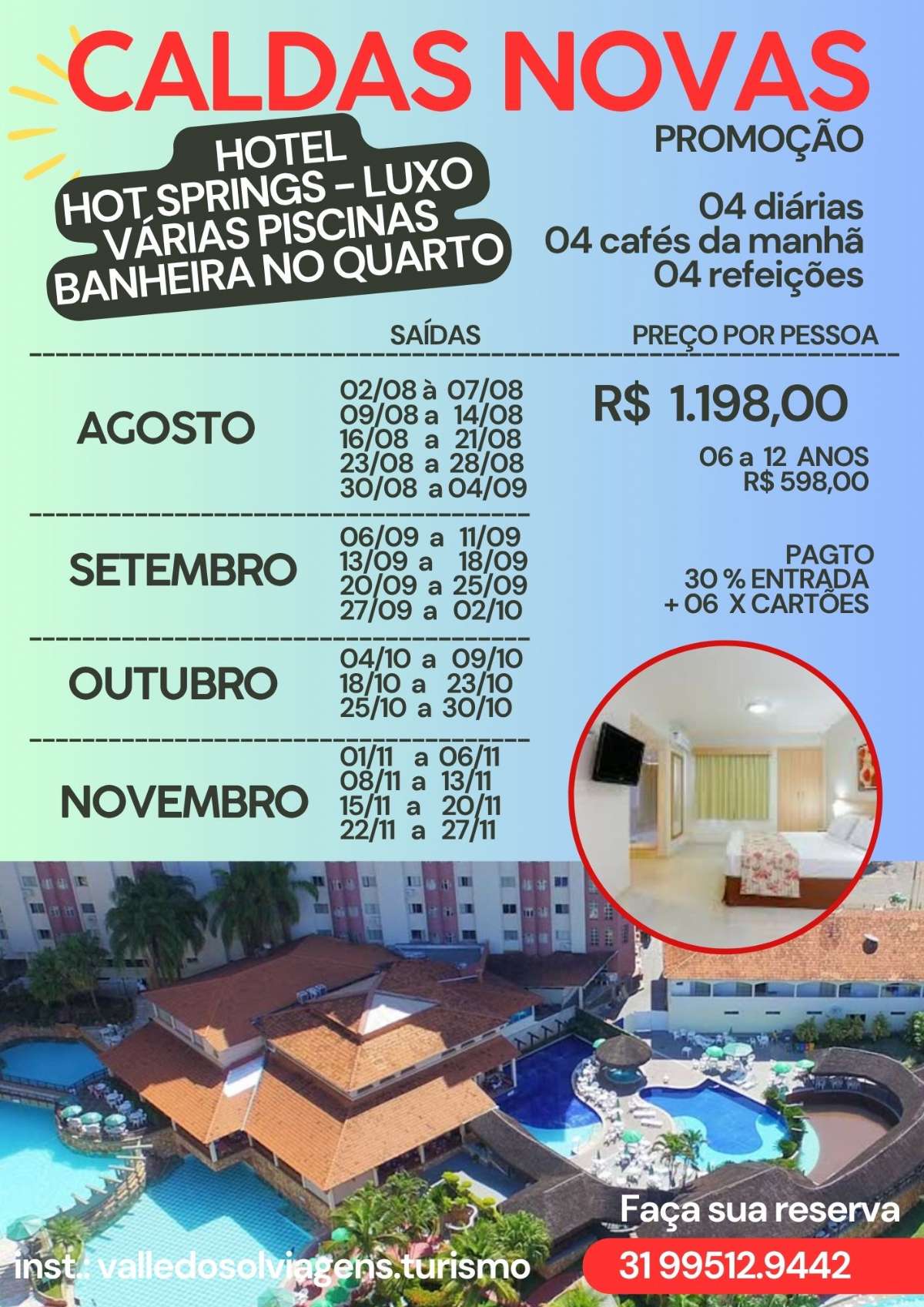 CALDAS NOVAS - BAIXA TEMPORADA - HOTEL HOT SPRINGS